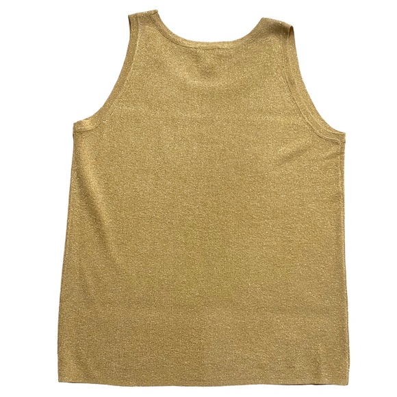 Chico's Size 2 (L/12) Golden Rayon Blend Sleeveless Stretchy Tank Top Going out - Picture 2 of 9